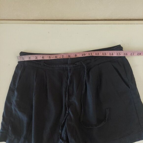 Old Navy Grey Linen Blend Pleated Tie Waist Shorts Sz 4 - Picture 6 of 9
